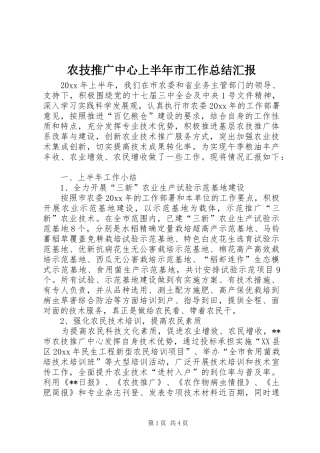 农技推广中心上半年市工作总结汇报