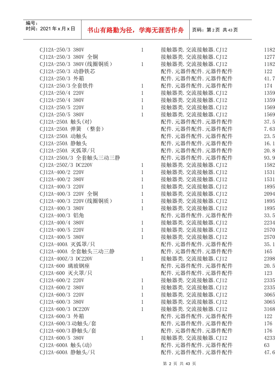 XXXX天正全部交流接触器非下浮价格_第2页