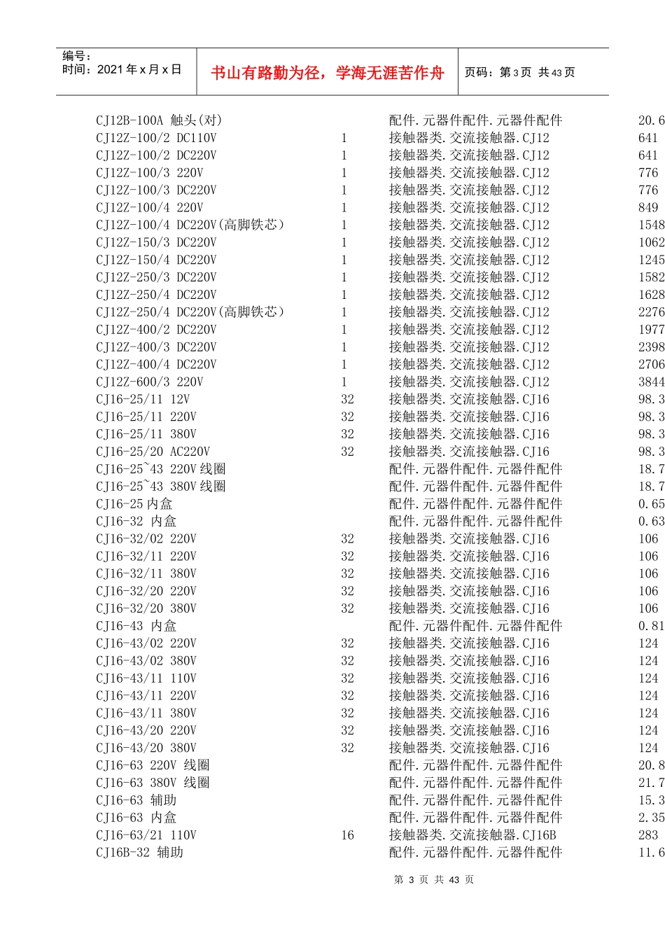XXXX天正全部交流接触器非下浮价格_第3页