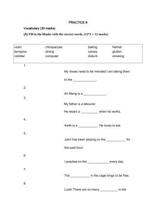 新加坡小学一年级英语试PRACTICE 92 