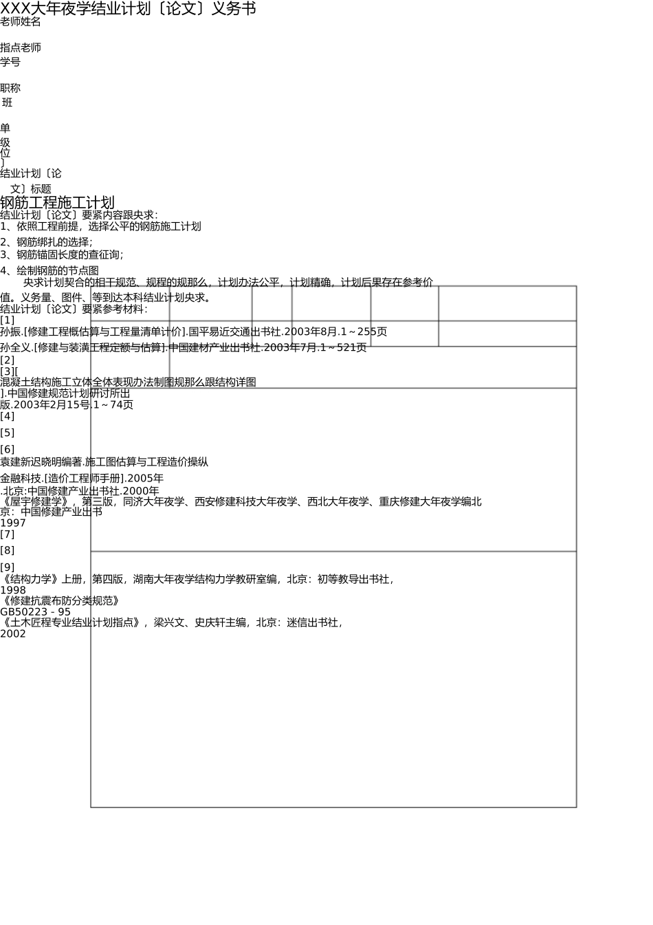 土木工程专业施工组织设计的毕业设计任务书 _第1页