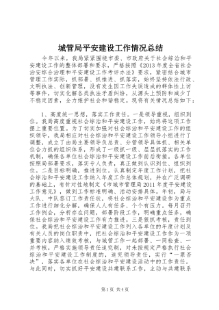 城管局平安建设工作情况总结