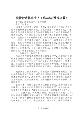 城管行政执法个人工作总结(精选多篇)