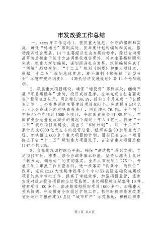 市发改委工作总结