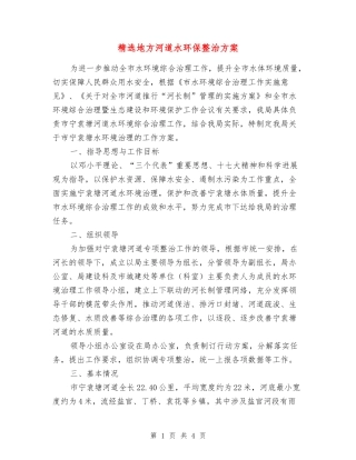 地方河道水环保整治方案
