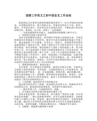 团委工作范文初中团总支工作总结 