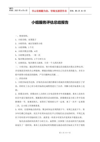 小组服务评估总结报告