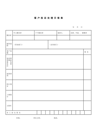 客户投诉处理日报表（DOC2页）