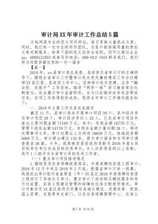 审计局XX年审计工作总结5篇