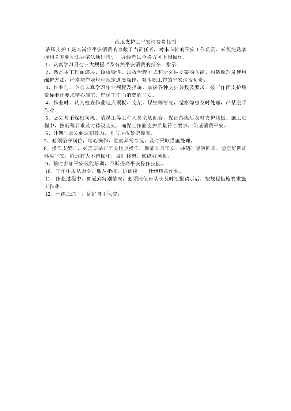 液压支ۥ护工安全生产责任制精选 _第1页