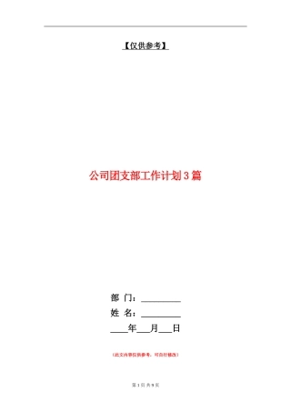 公司团支部工作计划3篇