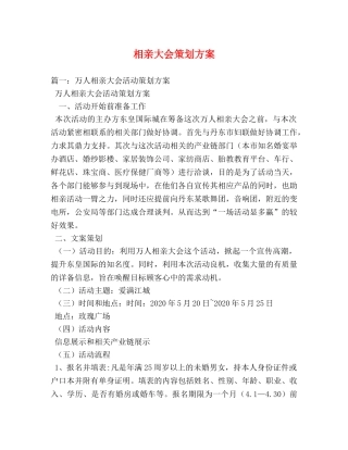 相亲大会策划方案 