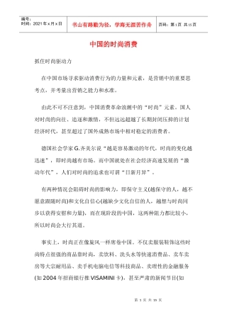 中国的时尚消费