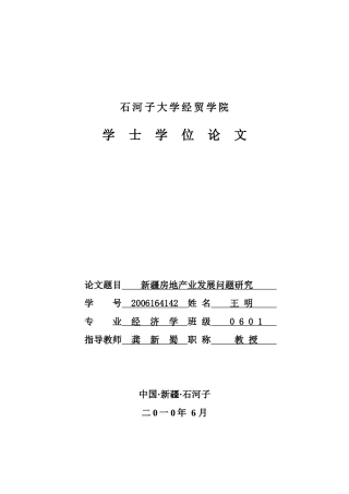 新疆房地产业发展问题研究