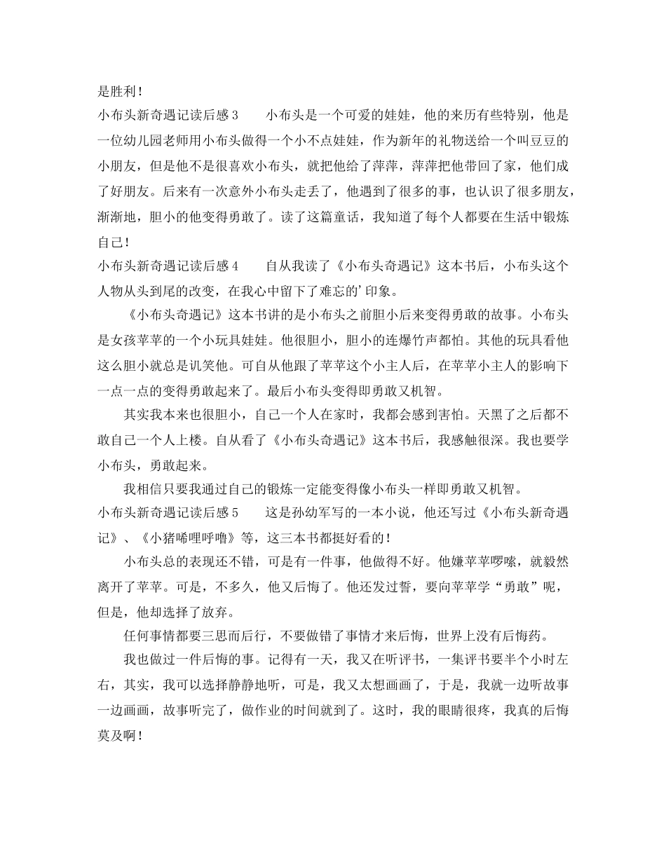 小布头新奇遇记读后感 _第2页