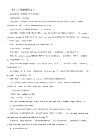 (完整版)苏教译林版八下英语语法总复习资料及练习