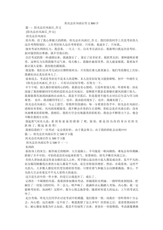 阳光总ۥ在风雨后作文800字精选 