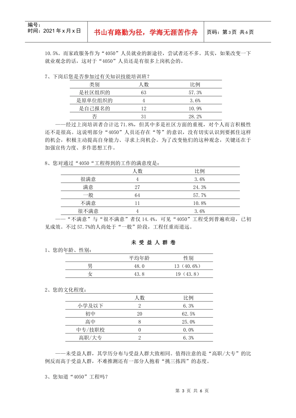 上海市4050工程徐汇区实施现状调查与分析_第3页