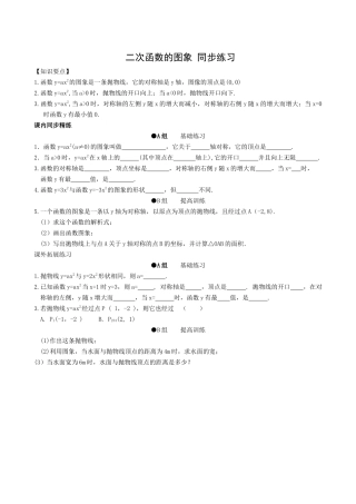 数学九年级上浙教版22二次函数的图像同步练习 