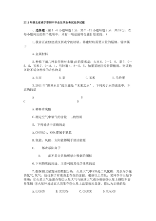 咸宁市中考化学试卷及答案 