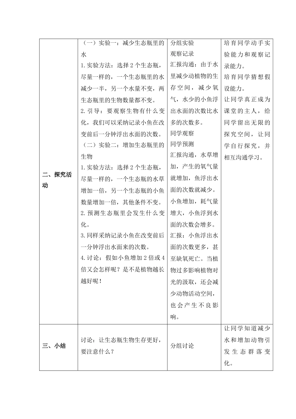 2024-2024年教科版科学五上《改变生态瓶》参考教案2_第2页