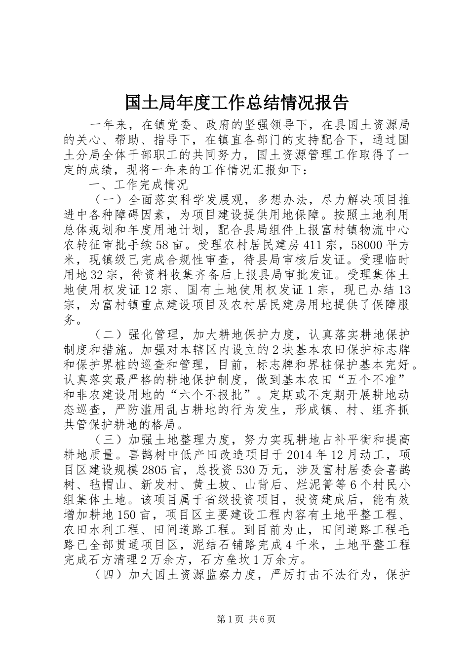 国土局年度工作总结情况报告_第1页