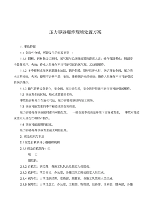 压力容器爆炸现场处置方案