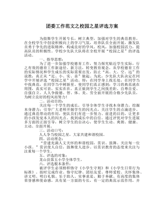 团委工作范文校园星评选方案 