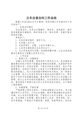 公车自查自纠工作总结