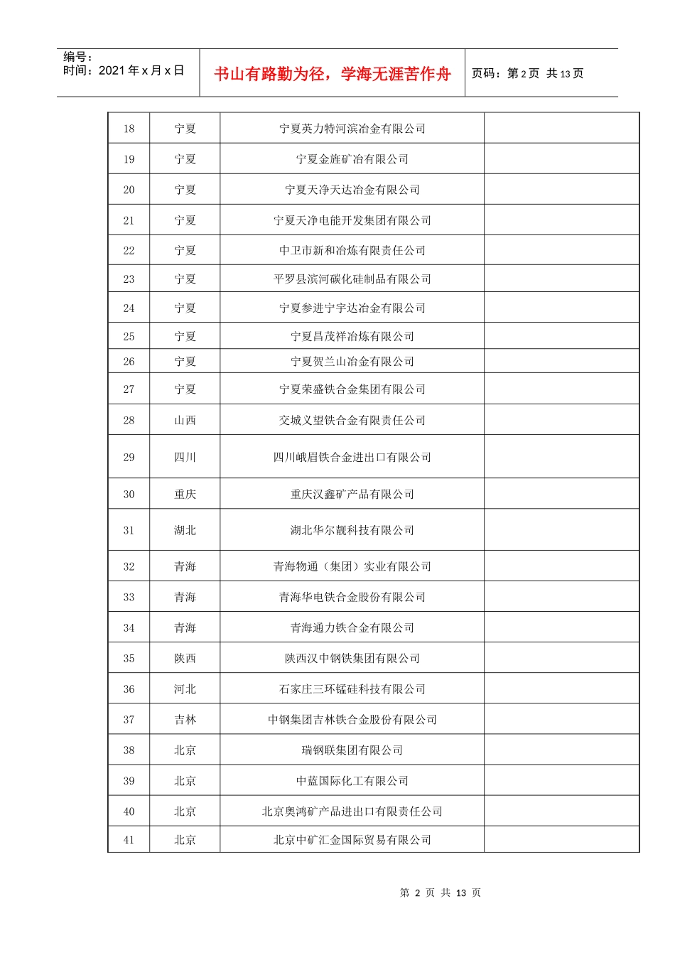 XXXX铁合金出口企业_第2页