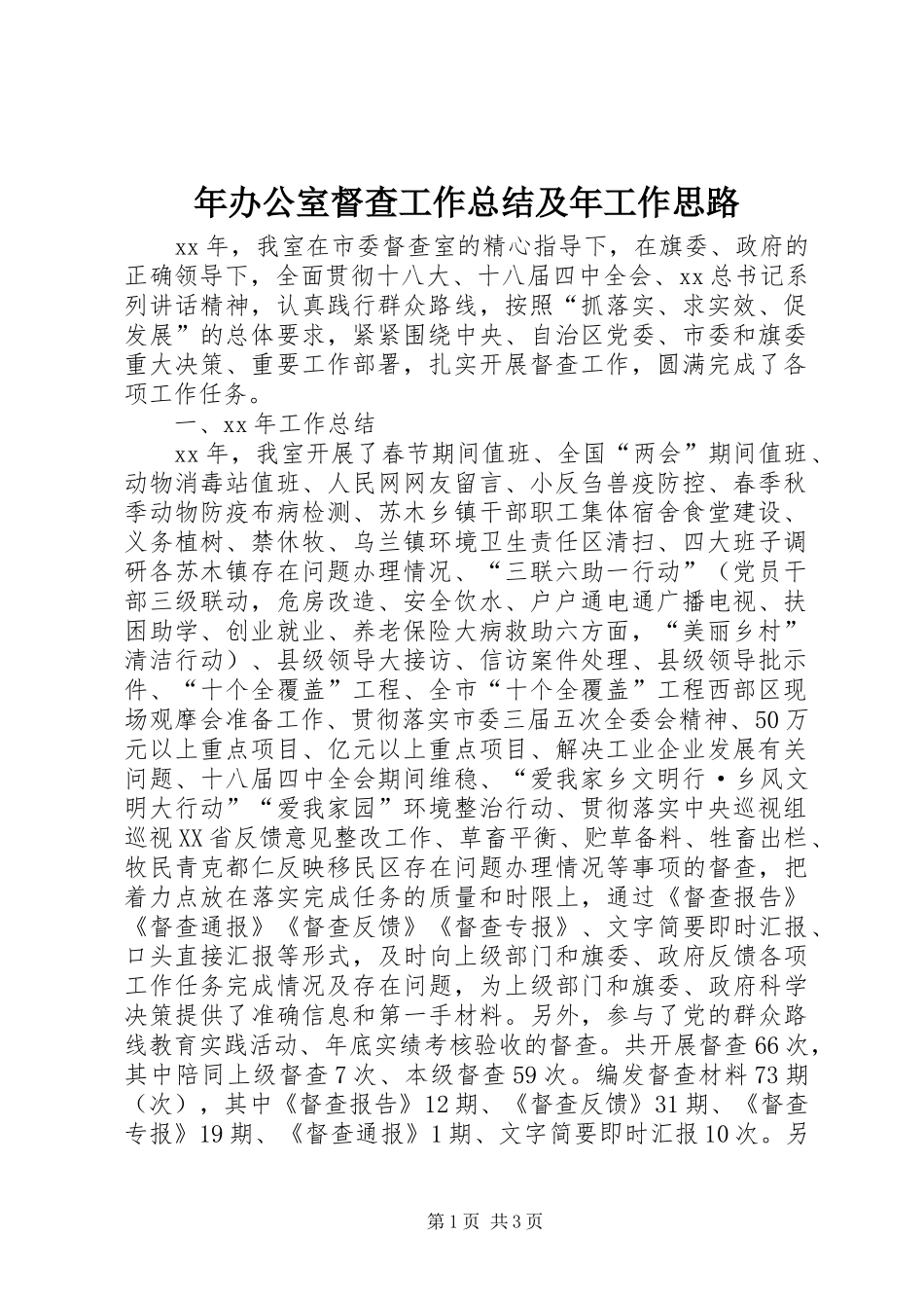 年办公室督查工作总结及年工作思路_第1页