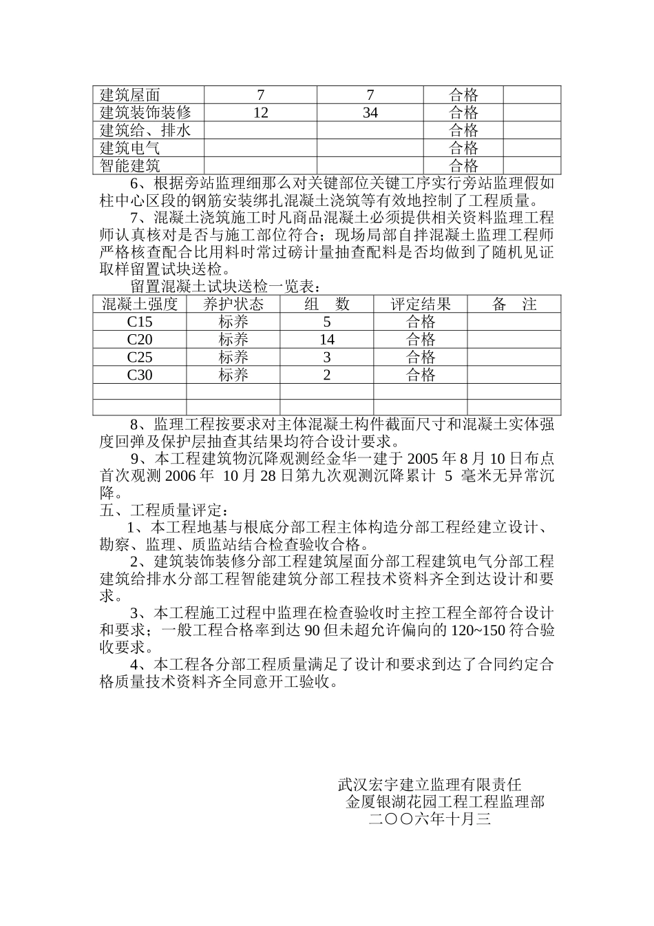 武义金厦•银湖花园住宅楼单位工程质量评估报告_第3页