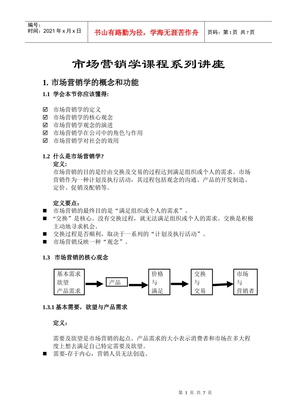 市场营销学课程系列讲座_第1页