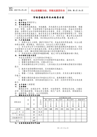 市场营销本科专业培养方案