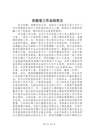 实验室工作总结范文