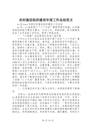农村基层组织建设年度工作总结范文