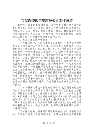 市发改委的年度政务公开工作总结