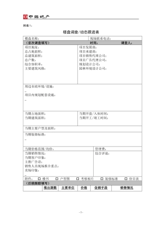 中海地产营销策划部全套表格