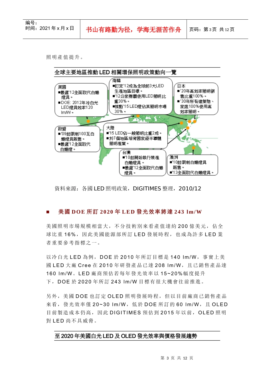 XXXX年LED全球照明市场对比分析以及发展趋势_第3页