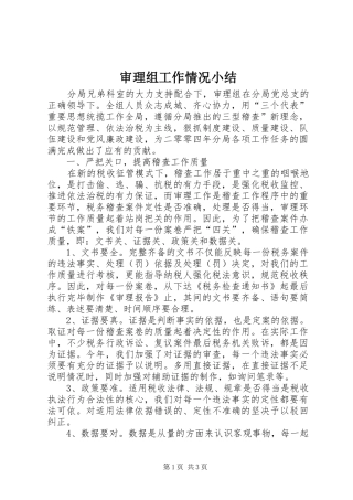 审理组工作情况小结