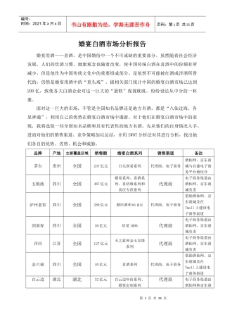 婚宴白酒市场分析报告XXXX0921