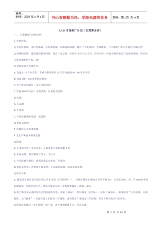 LCD市场推广计划（含预算分析）