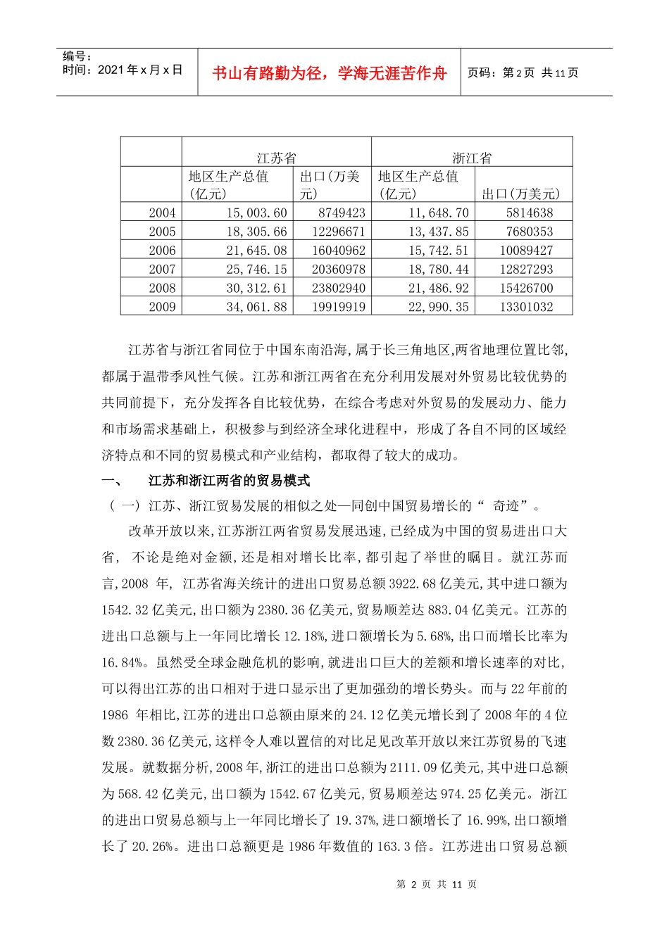 国经论文浙江和江苏贸易模式的比较_第2页