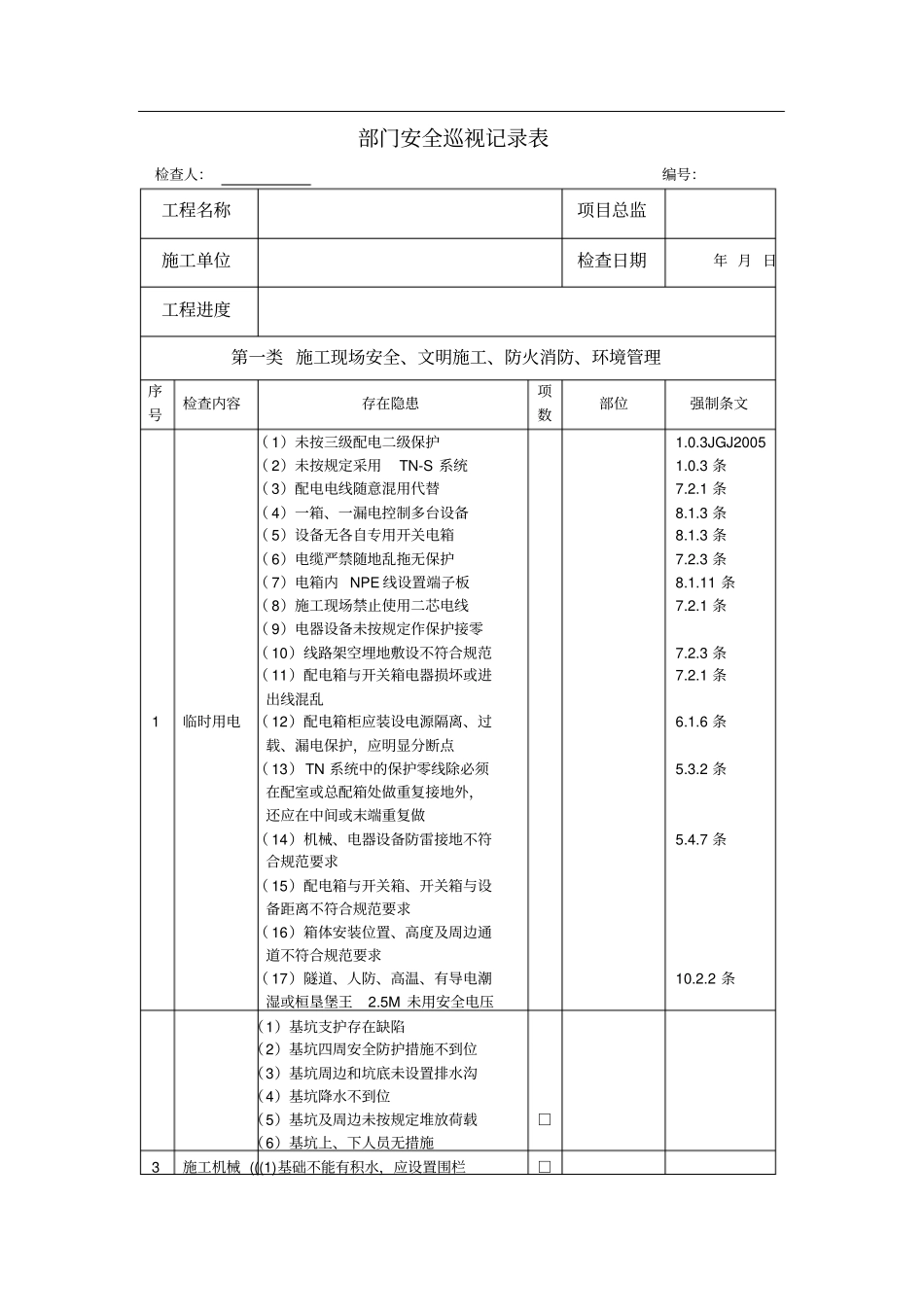 安全巡视记录表_第1页