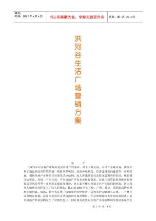 成都洪河谷生活广场营销方案