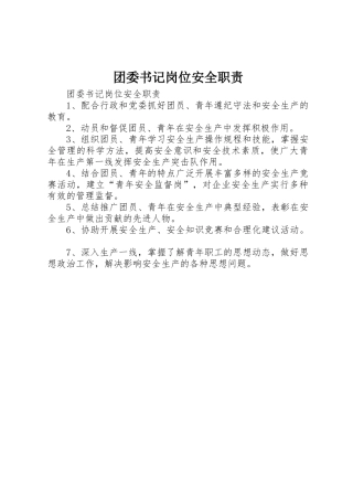 团委书记岗位安全职责要求 (2)