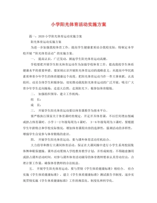 小学阳光体育活动实施方案 