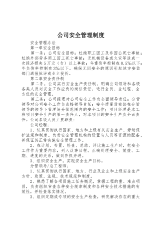 公司安全管理规章制度 