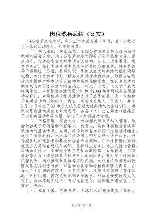 岗位练兵总结（公安）