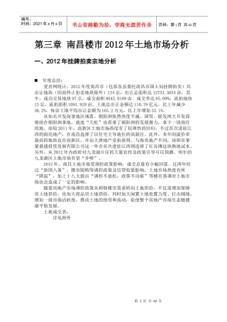南昌楼市土地市场分析报告